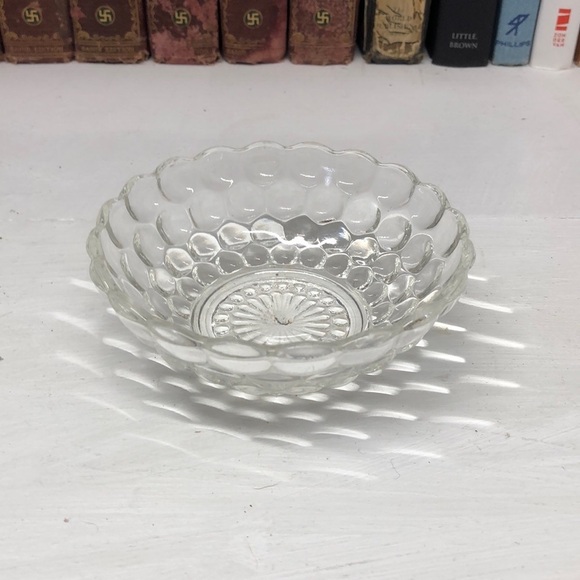 ANCHOR Hocking Small Clear Bubble Glass Desert/Fruit Bowls Set of 2 O395 - Picture 3 of 5